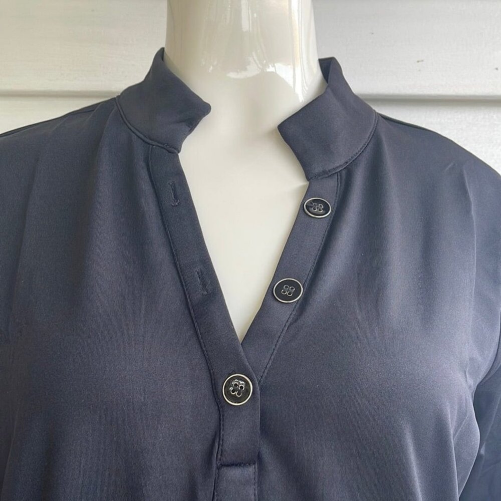 Lulu-B Ladies Solid Black V-Neck Half Sleeve Travel Tunic UPF 50+ Sun Protection - Picture 2 of 3